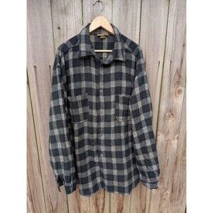 Vintage Caltop Shirt Plaid Cotton Linen Black White XXXL3XL Made in USA Cholo